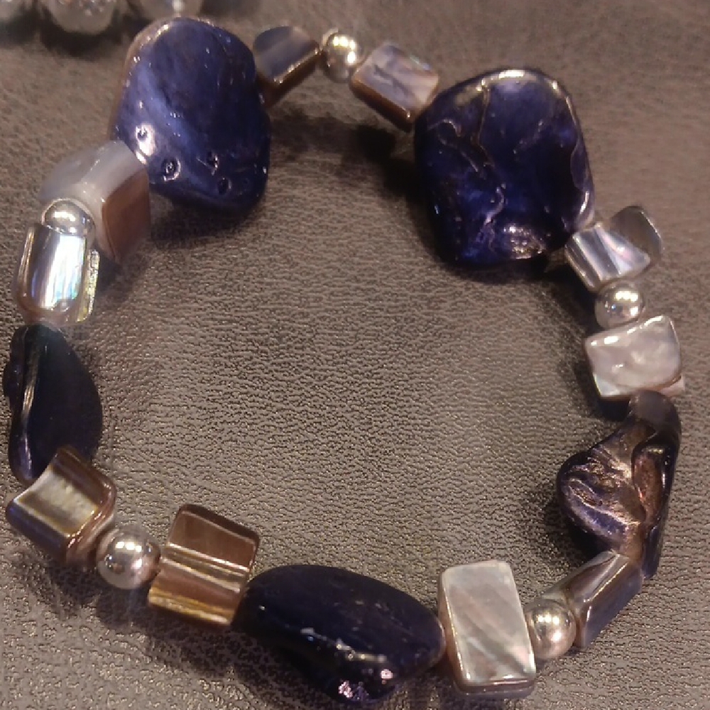 Gorgeous Stackable Silver And Blue Multi Shapes A… - image 5